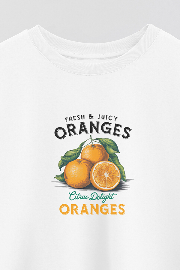 REMERA CROP ESTAMPADA HARVEST FRESH JUICY ORANGES