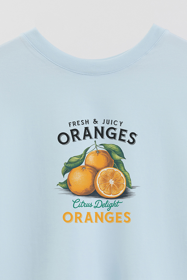 REMERA CROP ESTAMPADA HARVEST FRESH JUICY ORANGES
