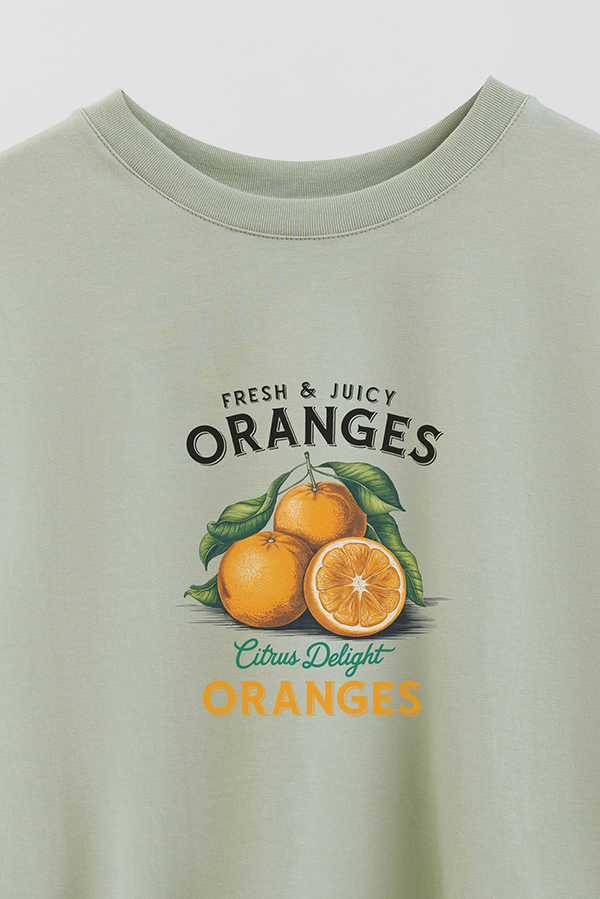 REMERA CROP ESTAMPADA HARVEST FRESH JUICY ORANGES