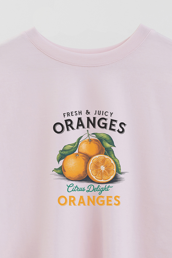 REMERA CROP ESTAMPADA HARVEST FRESH JUICY ORANGES