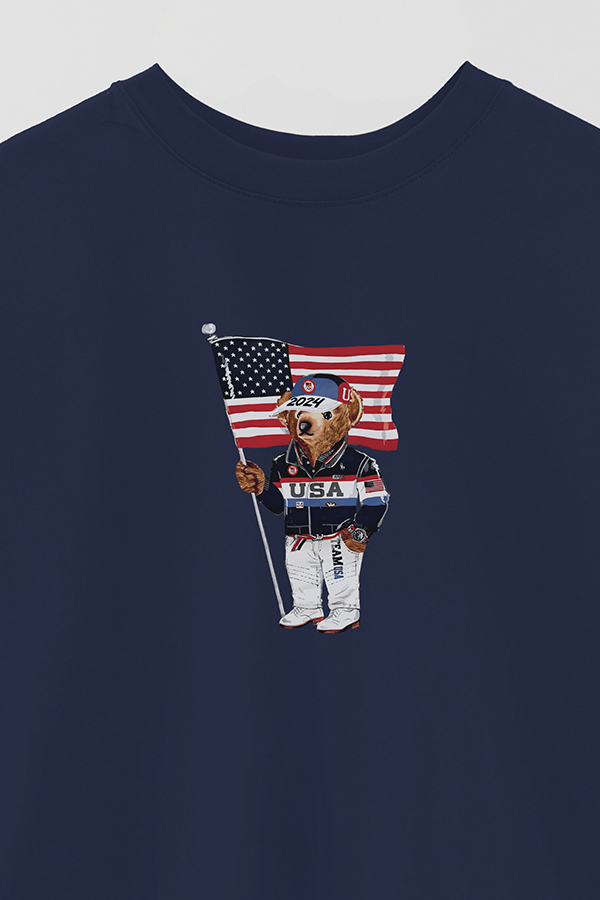 REMERA OVER ESTAMPADA UNISEX BEAR USA FLAG 2