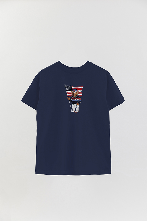 REMERA OVER ESTAMPADA UNISEX BEAR USA FLAG 2