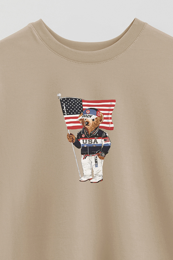 REMERA OVER ESTAMPADA UNISEX BEAR USA FLAG 2