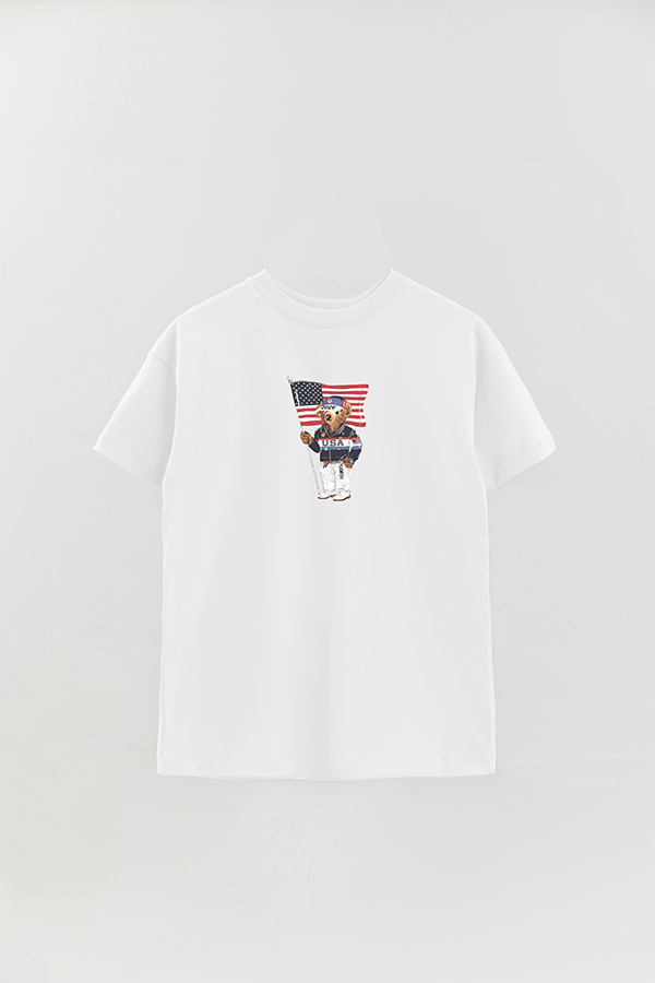 REMERA OVER ESTAMPADA UNISEX BEAR USA FLAG 2