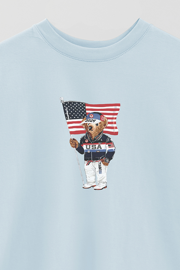 REMERA OVER ESTAMPADA UNISEX BEAR USA FLAG 2