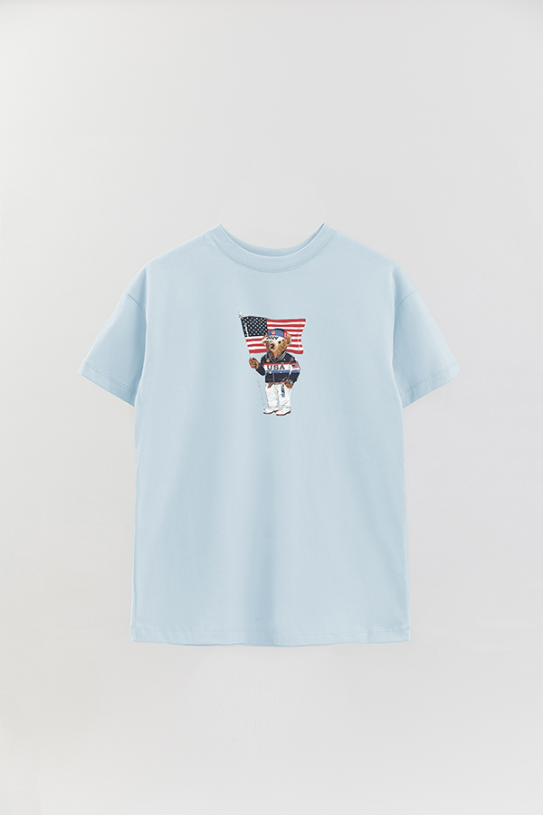 REMERA OVER ESTAMPADA UNISEX BEAR USA FLAG 2