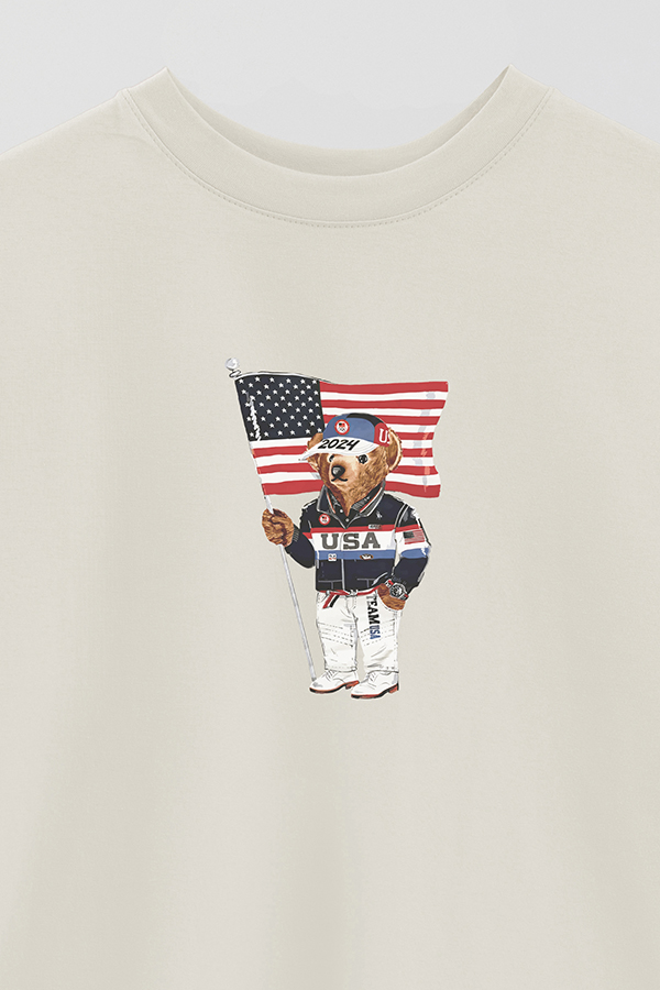REMERA OVER ESTAMPADA UNISEX BEAR USA FLAG 2