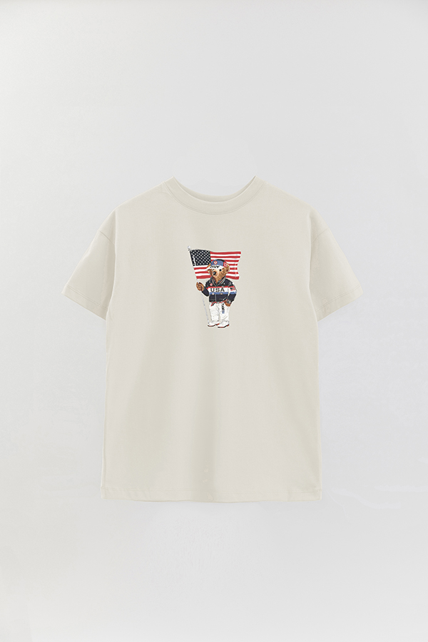 REMERA OVER ESTAMPADA UNISEX BEAR USA FLAG 2