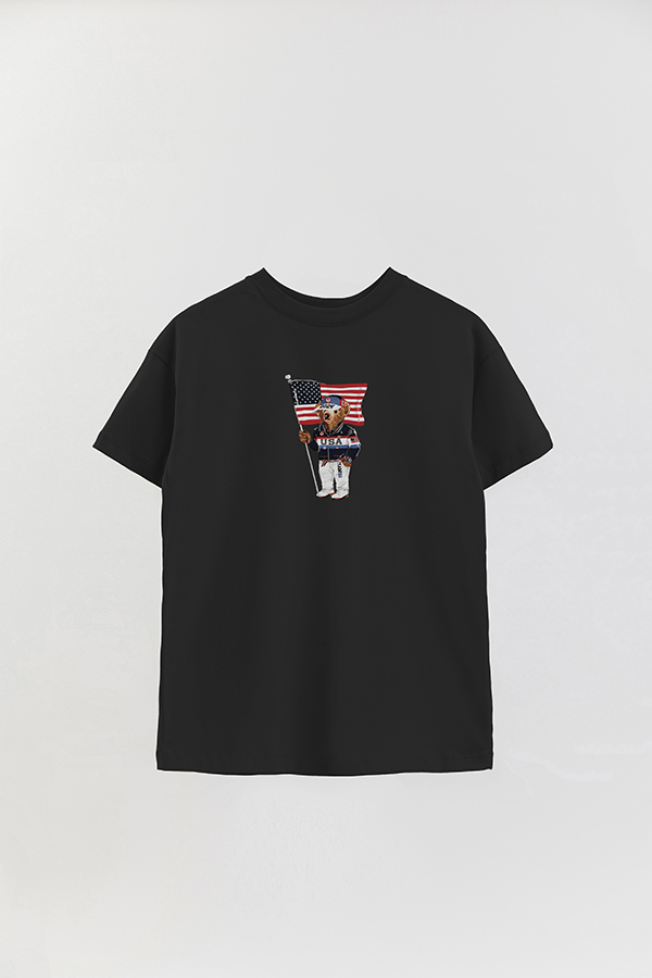 REMERA OVER ESTAMPADA UNISEX BEAR USA FLAG 2
