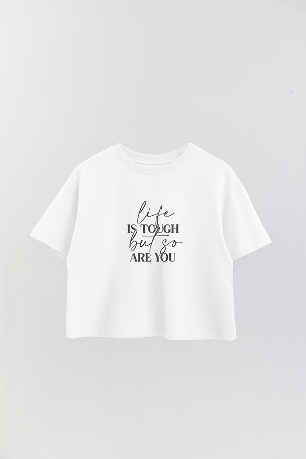 REMERA CROP ESTAMPADA ML LIFE IS