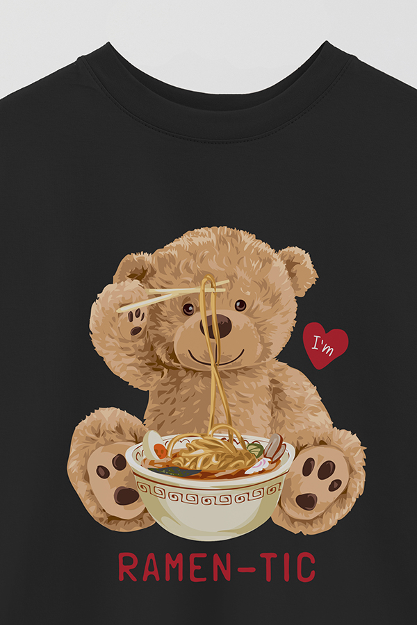 REMERA OVER ESTAMPADA UNISEX TEDDY RAMEN-TIC