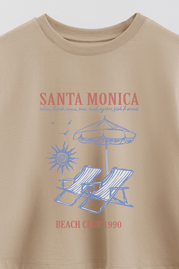REMERA CROP ESTAMPADA SANTA MONICA