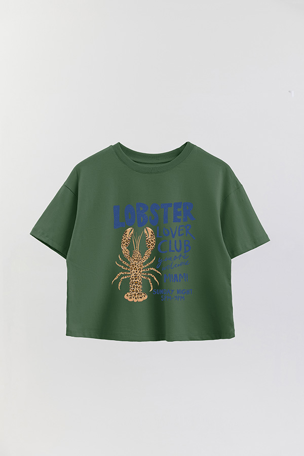 REMERA CROP ESTAMPADA SF LOBSTER LOVER CLUB