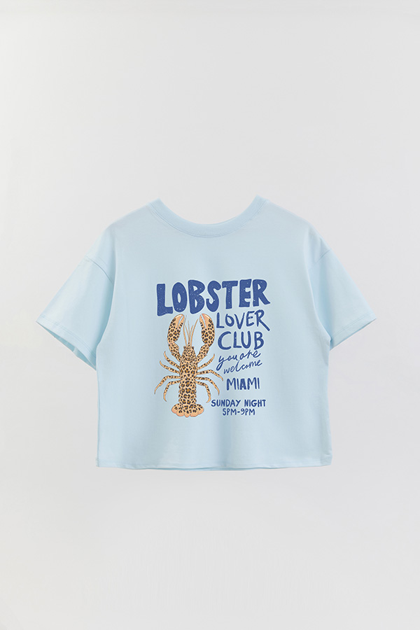 REMERA CROP ESTAMPADA SF LOBSTER LOVER CLUB