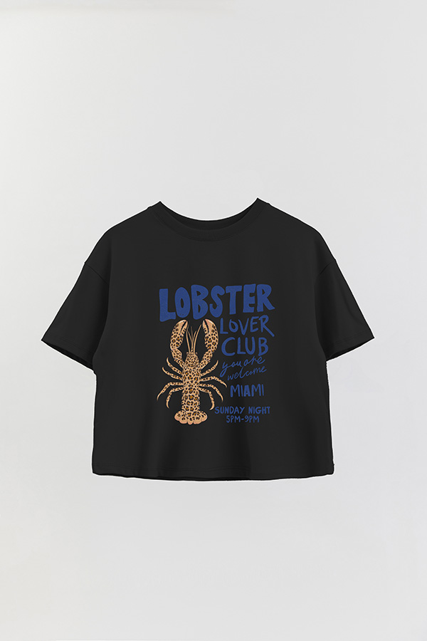 REMERA CROP ESTAMPADA SF LOBSTER LOVER CLUB