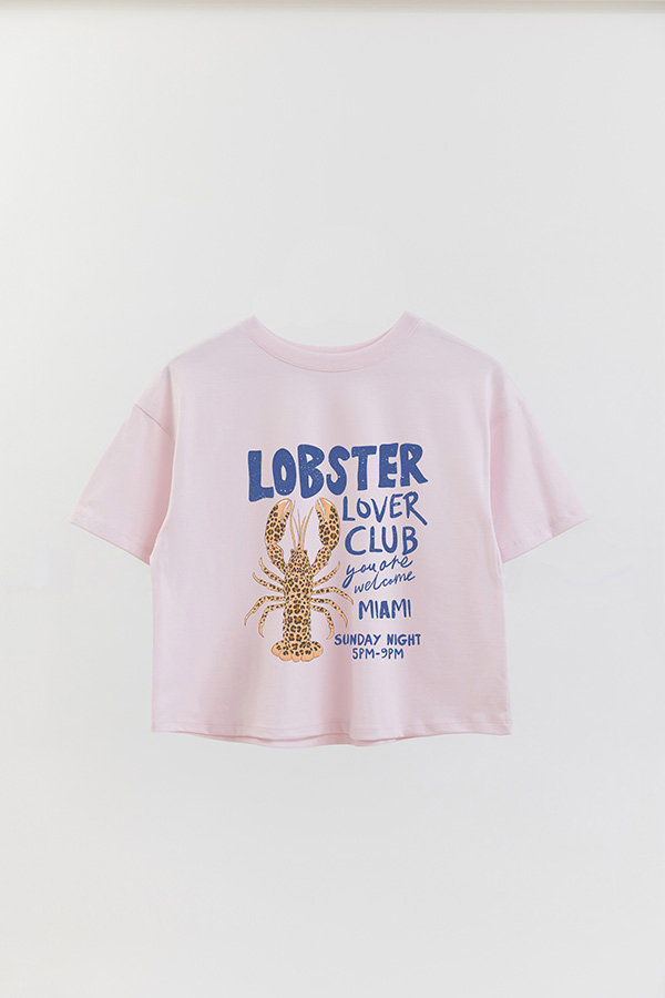 REMERA CROP ESTAMPADA SF LOBSTER LOVER CLUB