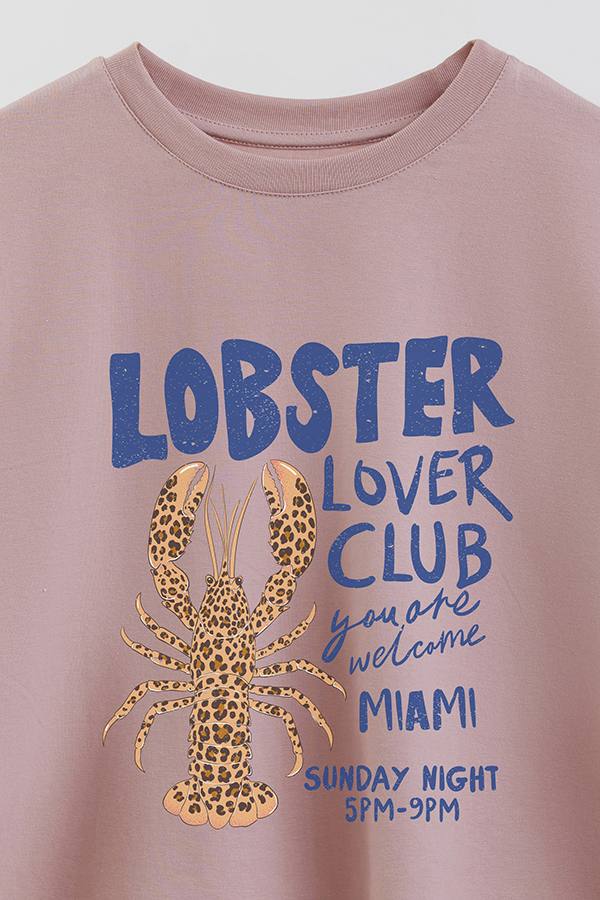 REMERA CROP ESTAMPADA SF LOBSTER LOVER CLUB