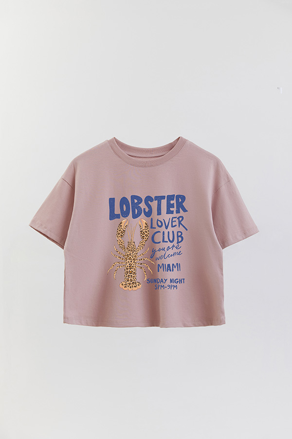 REMERA CROP ESTAMPADA SF LOBSTER LOVER CLUB