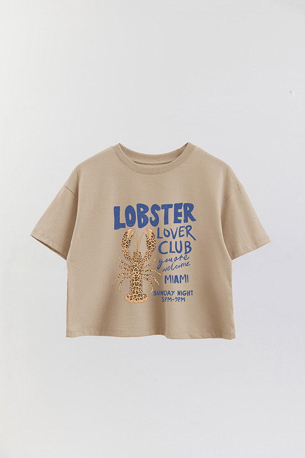 REMERA CROP ESTAMPADA SF LOBSTER LOVER CLUB