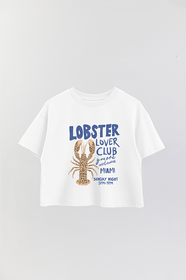 REMERA CROP ESTAMPADA SF LOBSTER LOVER CLUB