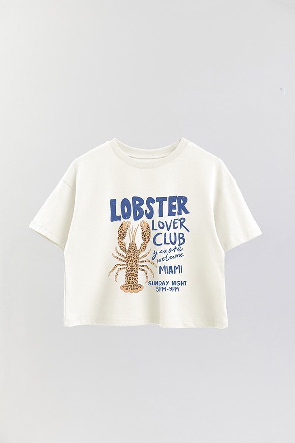 REMERA CROP ESTAMPADA SF LOBSTER LOVER CLUB