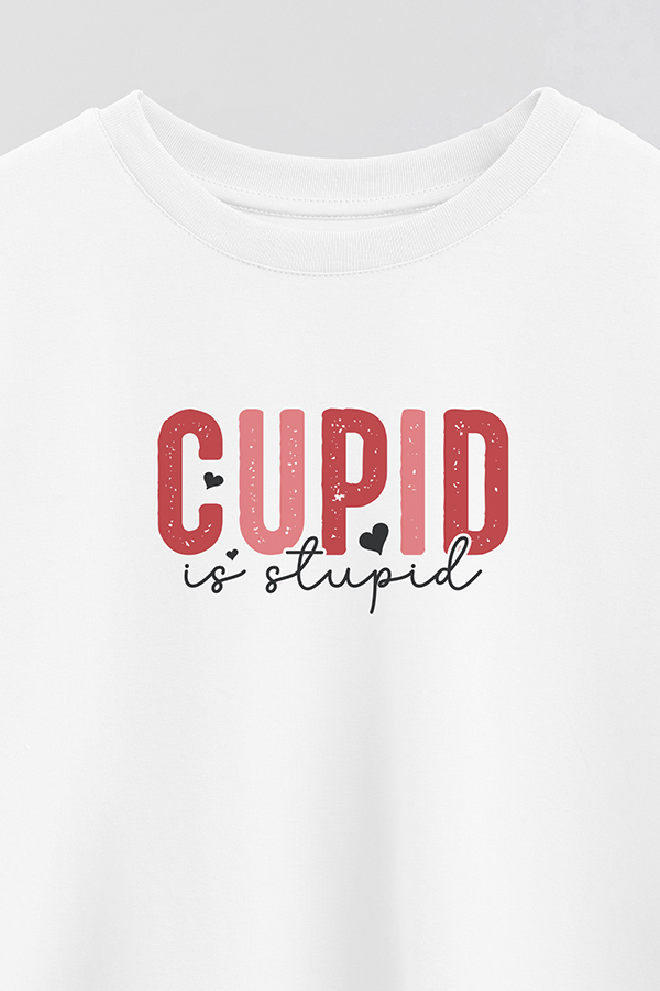 REMERA CROP ESTAMPADA RED VALENTINE STUPID