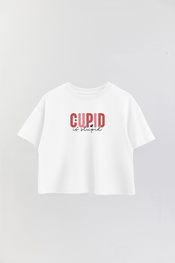 REMERA CROP ESTAMPADA RED VALENTINE STUPID