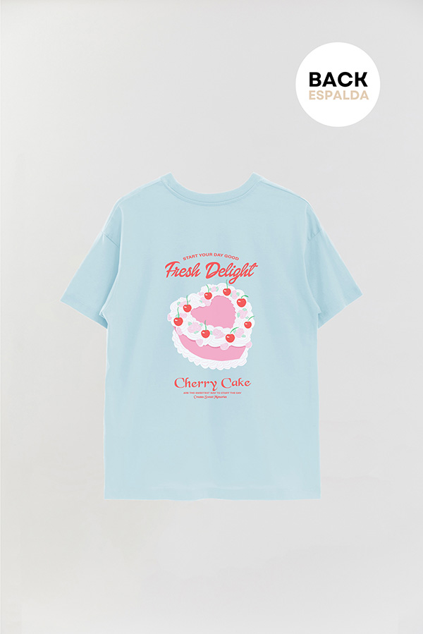 REMERA OVER FB ESTAMPADA CHERRY CAKE