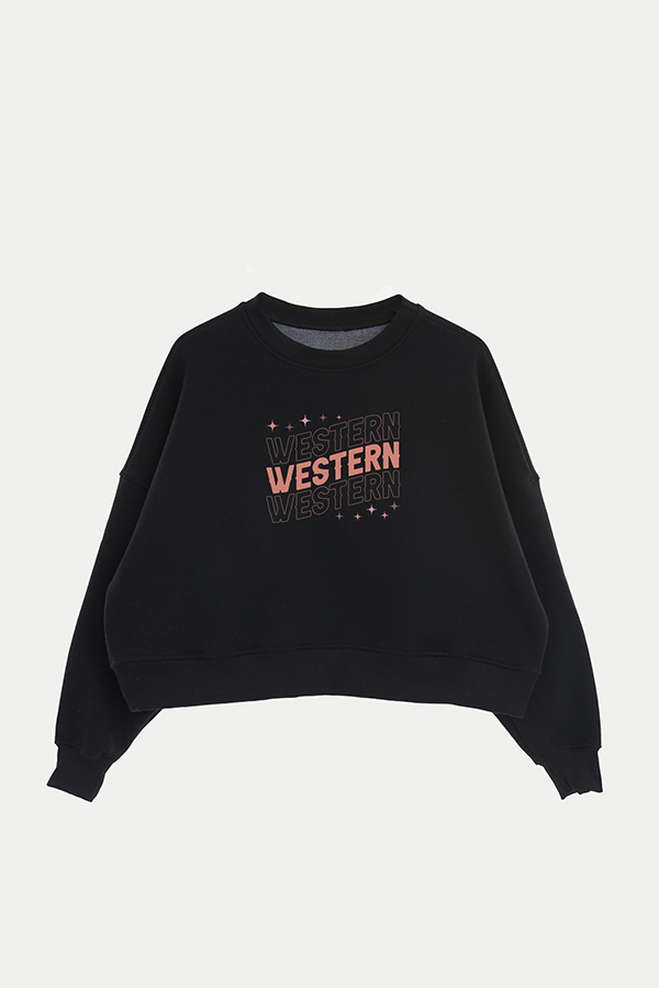 BUZO CROP ESTAMPADO WESTERN WEST