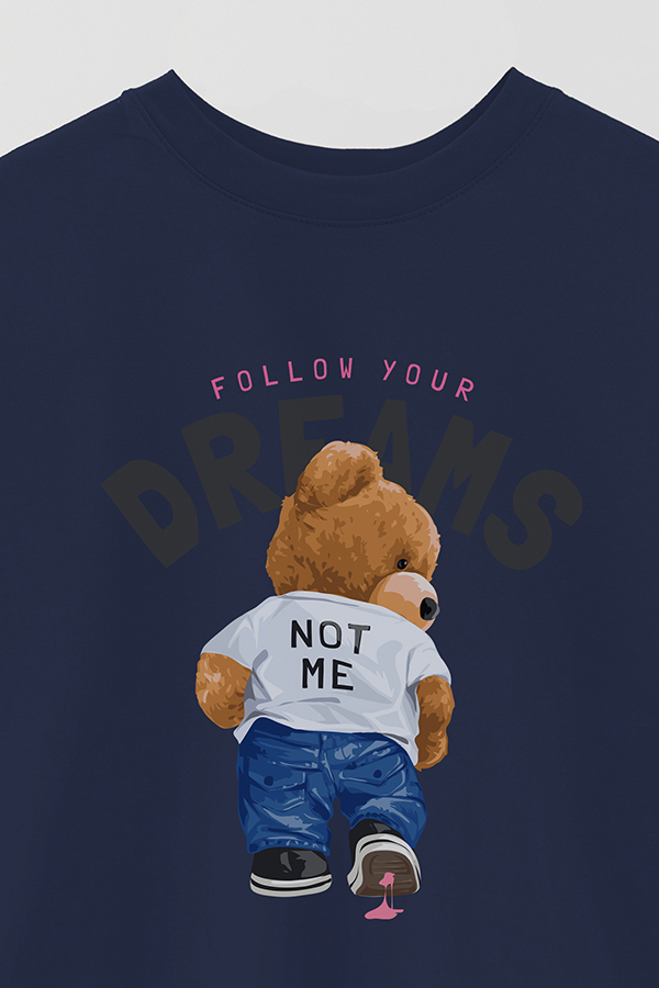REMERA OVER ESTAMPADA UNISEX TEDDY FOLLOW YOUR DREAM