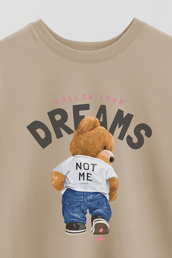 REMERA OVER ESTAMPADA UNISEX TEDDY FOLLOW YOUR DREAM