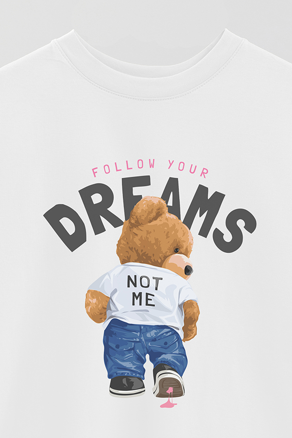 REMERA OVER ESTAMPADA UNISEX TEDDY FOLLOW YOUR DREAM