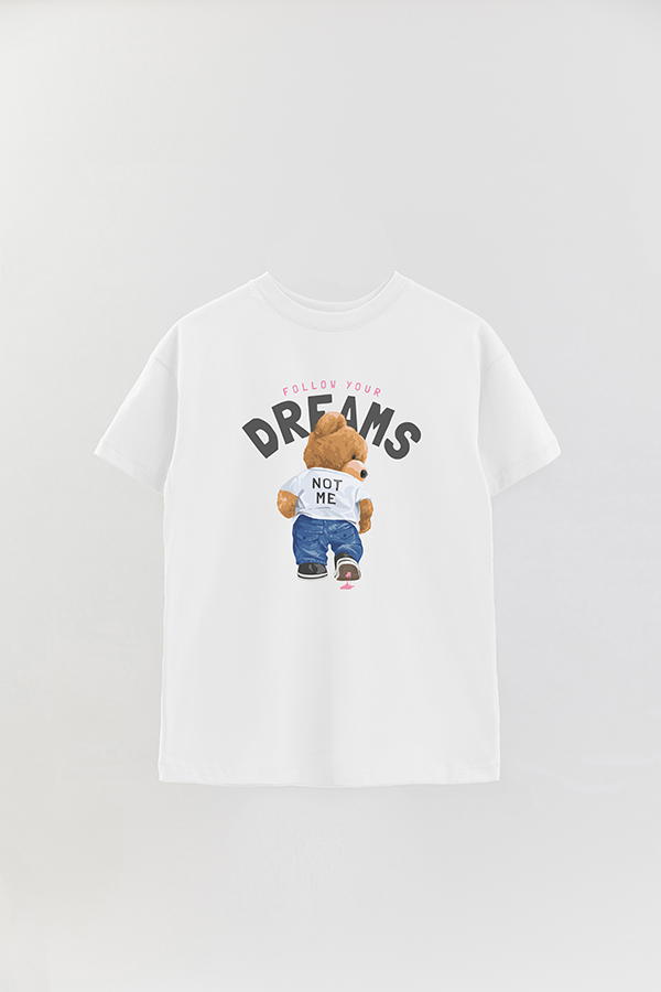REMERA OVER ESTAMPADA UNISEX TEDDY FOLLOW YOUR DREAM