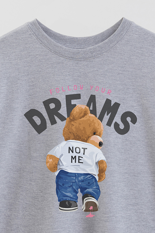 REMERA OVER ESTAMPADA UNISEX TEDDY FOLLOW YOUR DREAM