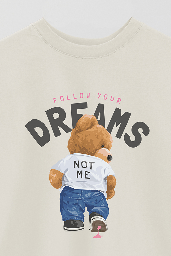 REMERA OVER ESTAMPADA UNISEX TEDDY FOLLOW YOUR DREAM