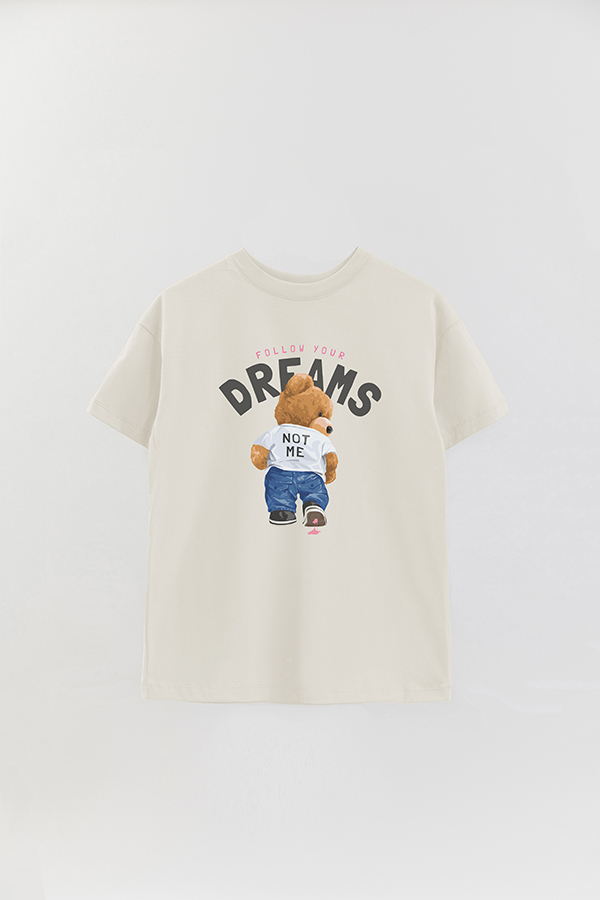 REMERA OVER ESTAMPADA UNISEX TEDDY FOLLOW YOUR DREAM
