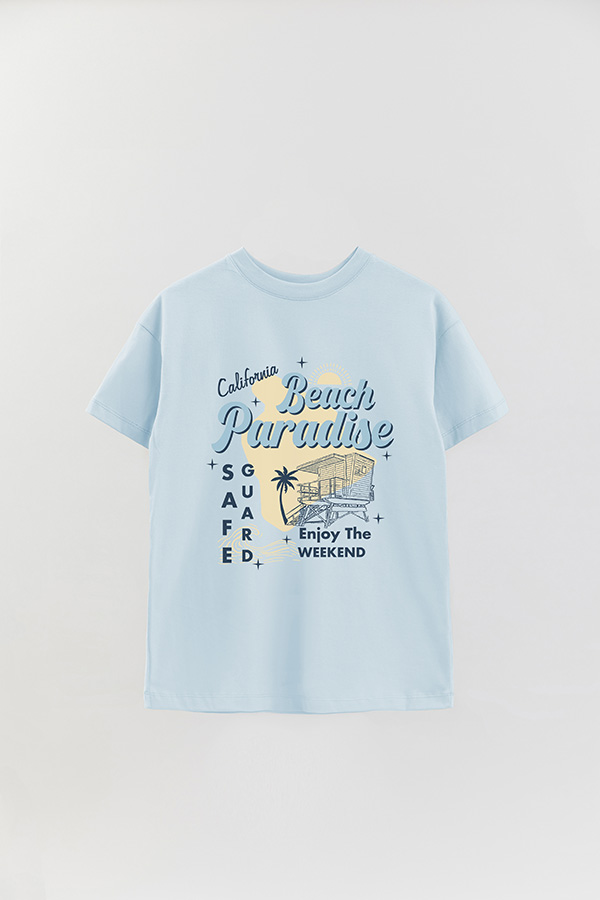 REMERA OVER ESTAMPADA RT BEACH PARADISE