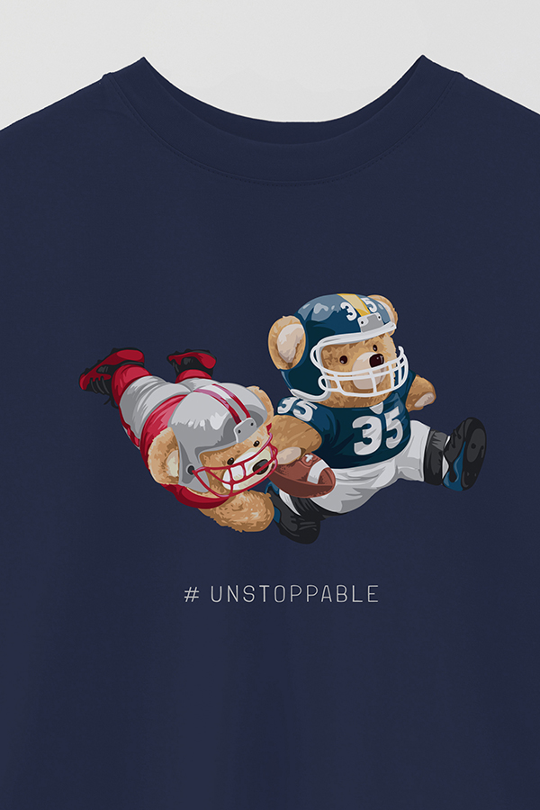 REMERA OVER ESTAMPADA UNISEX TEDDY UNSTOPPABLE