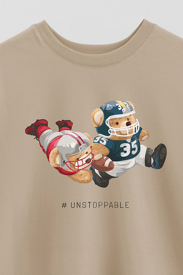 REMERA OVER ESTAMPADA UNISEX TEDDY UNSTOPPABLE