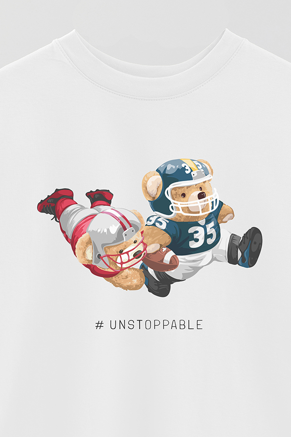 REMERA OVER ESTAMPADA UNISEX TEDDY UNSTOPPABLE