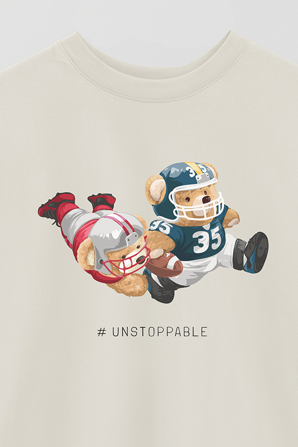 REMERA OVER ESTAMPADA UNISEX TEDDY UNSTOPPABLE