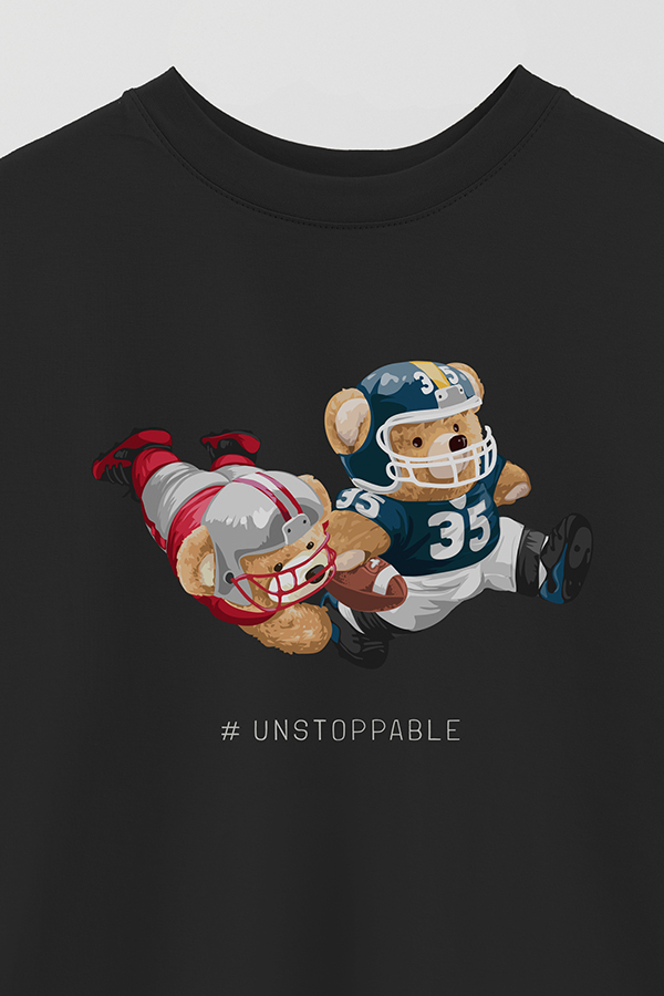 REMERA OVER ESTAMPADA UNISEX TEDDY UNSTOPPABLE