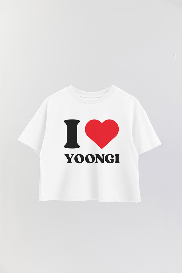 REMERA CROP ESTAMPADA BTS I ♥ YOONGI