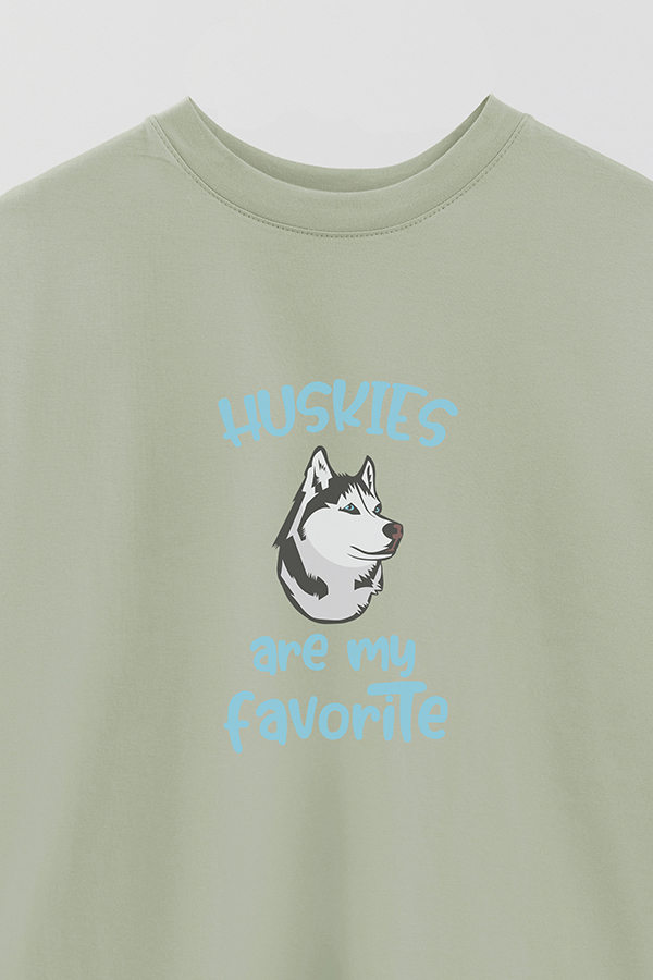 REMERA OVER ESTAMPADA DOG HUSKIES ARE MY FAVORITE