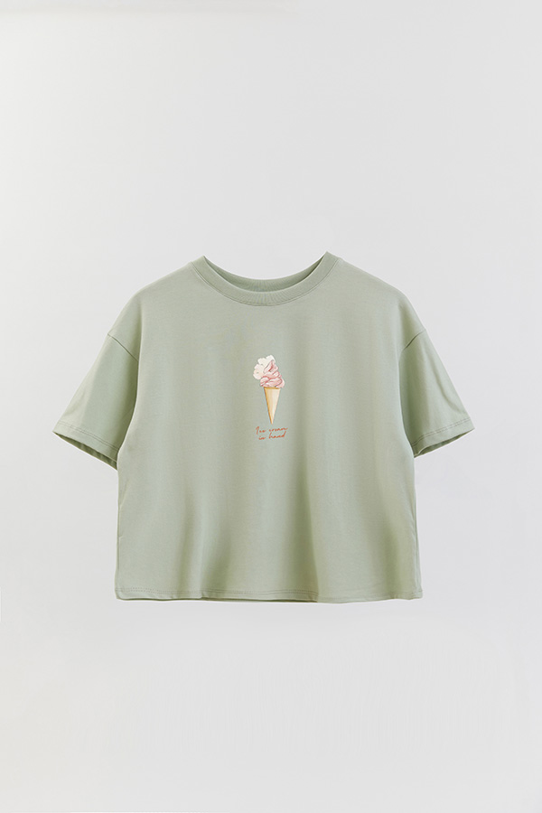 REMERA CROP ESTAMPADA COASTAL ICE CREAM IN HAND