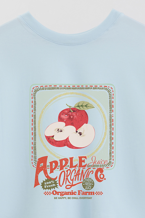 REMERA CROP ESTAMPADA APPLE PLATE