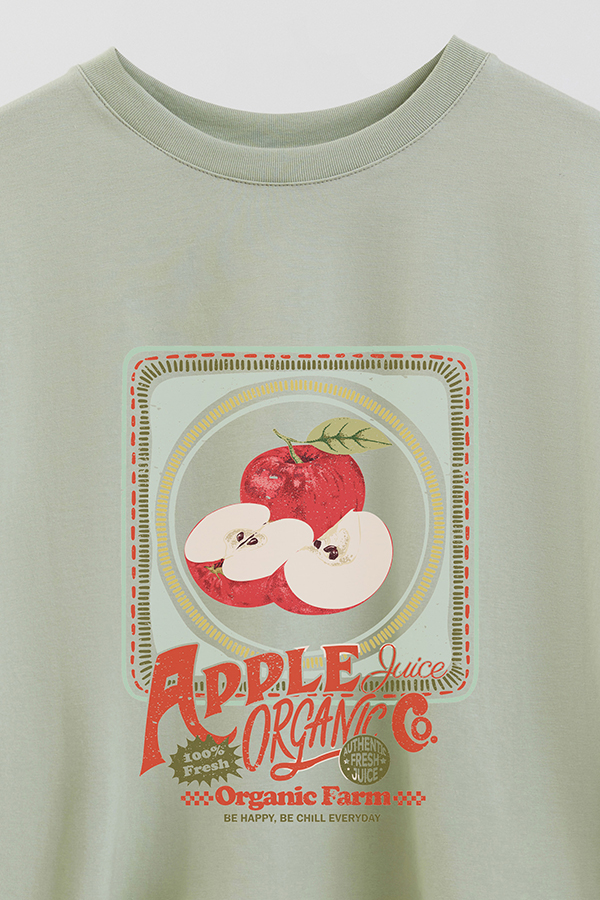 REMERA CROP ESTAMPADA APPLE PLATE