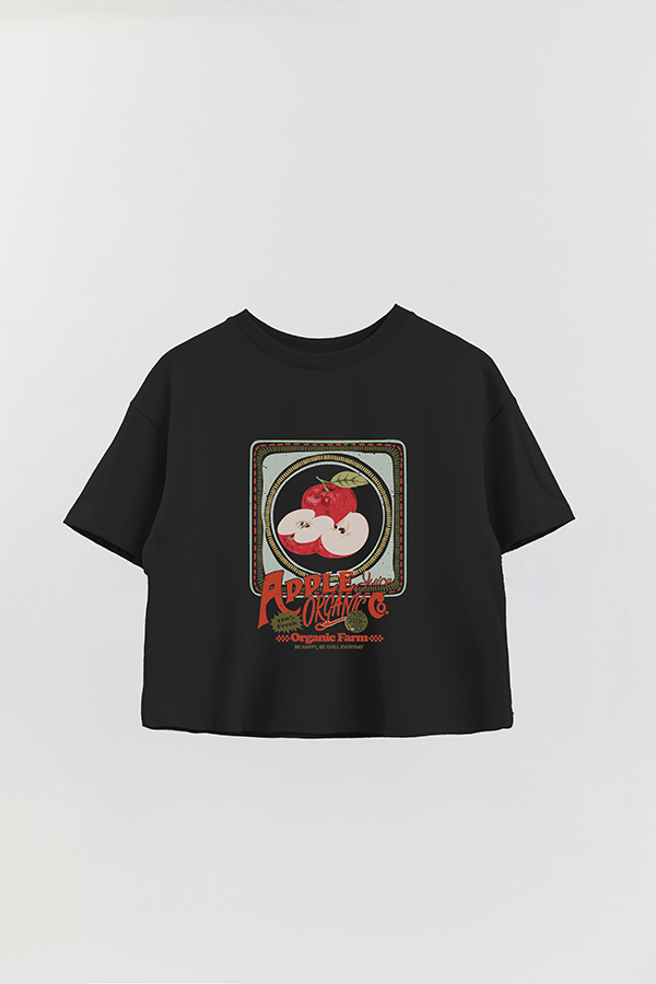 REMERA CROP ESTAMPADA APPLE PLATE
