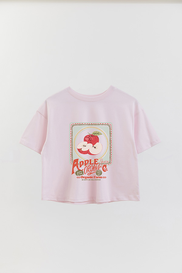REMERA CROP ESTAMPADA APPLE PLATE