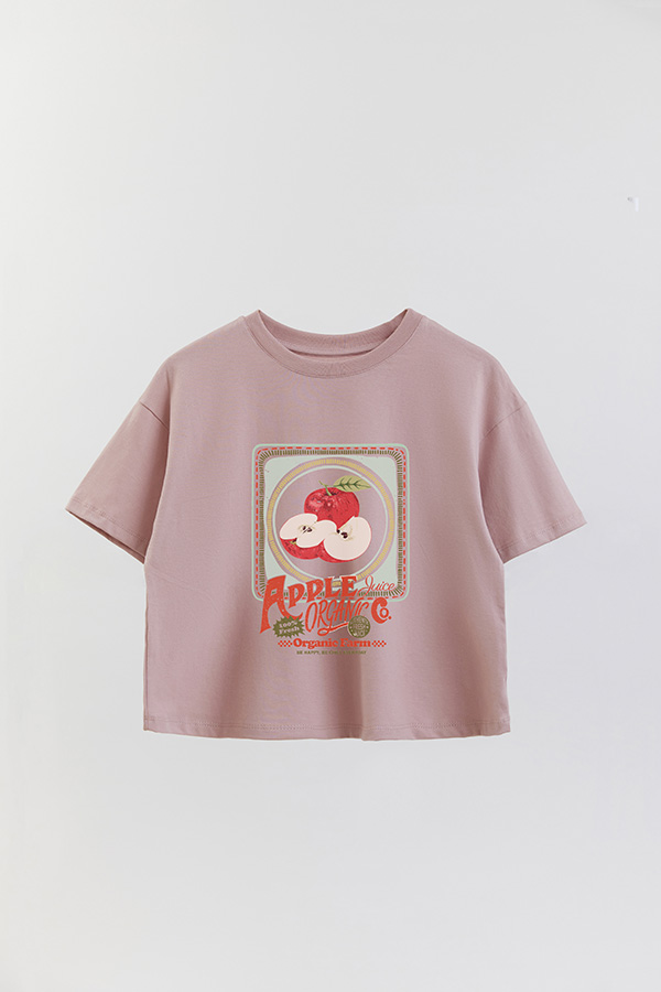 REMERA CROP ESTAMPADA APPLE PLATE